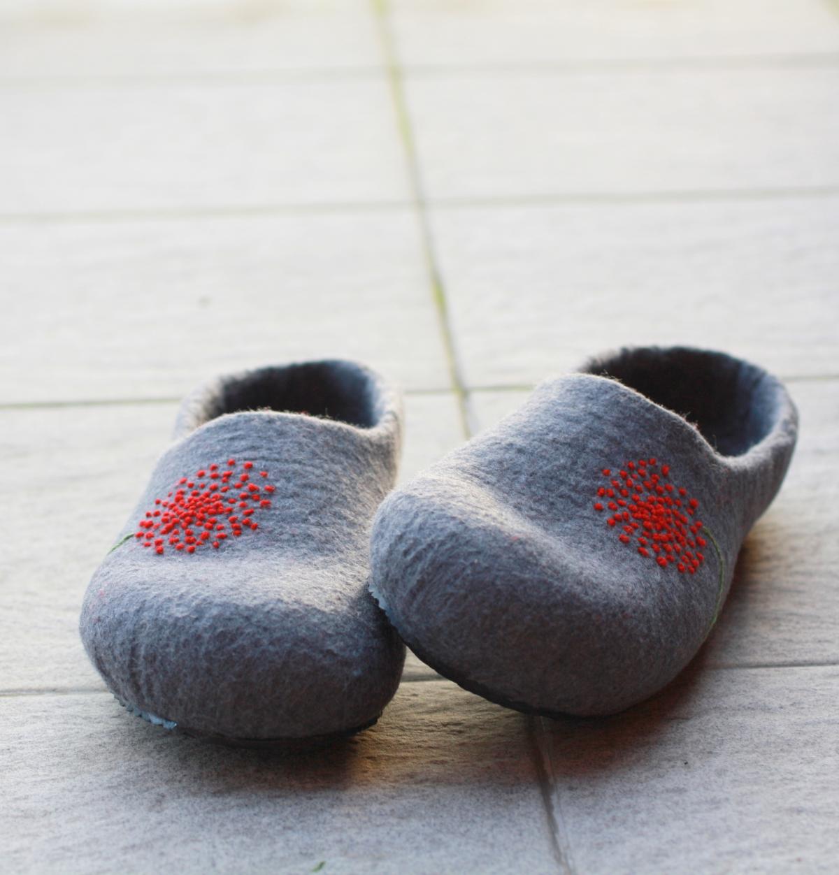 Women House Shoes Felted Wool Slippers on Luulla